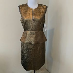 Diane von Furstenberg gold peplum dress 10 NWT